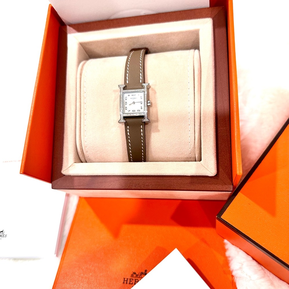 Etoupe Hermes Diamond watch 21 - Picture 3 of 4